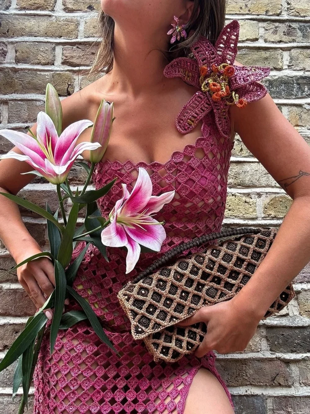NWT Made for a Woman Vakona Clutch Handwoven Raphia Beaded Madagascar